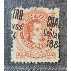 ARGENTINA 1884 GJ 76f ESTAMPILLA CON VARIEDAD SOBRECARGA DIAGONAL NUEVA CON GOMA MUY RARO U$ 45